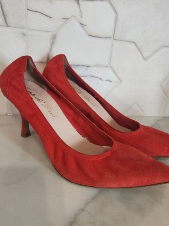 Carlo Rossi Firenze Shoes - Canto‎ De Ricci Italy Suede Pointed Toe Kitten Heel Pumps Size 39 Christmas